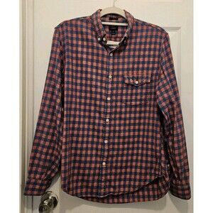 J. Crew Men's Plaid Red And Blue Flannel Plaid Slim Medium